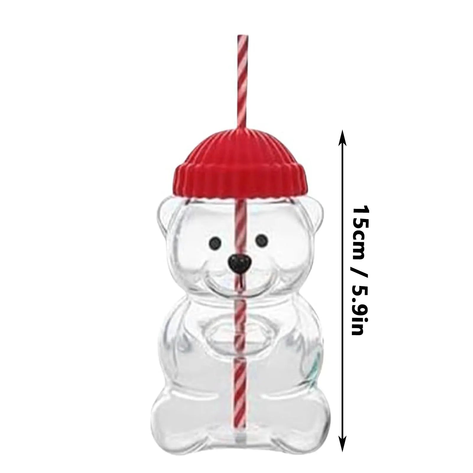 【New】Bear Straw Cup 20oz Cute Clear Glass Straw Cup with Red Lid for Coffee Milk Tea Hot Cold Drinks Cute Glass Straw Cup